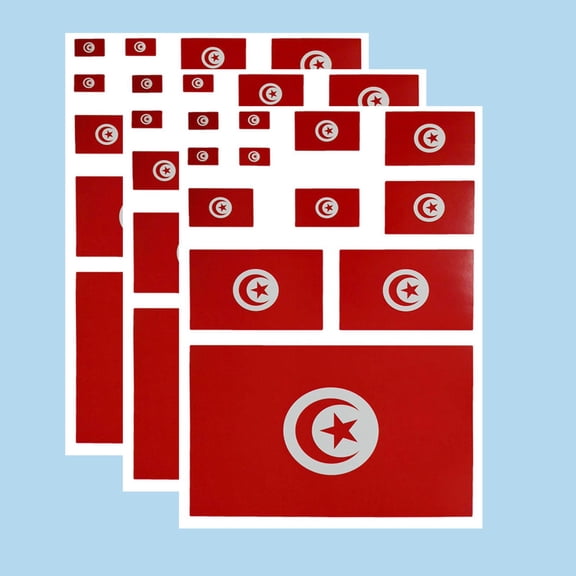 Ruoming Ruoming 3 PCS National Flag Stickers, Multiple Sizes, Self-Adhesive Decals for Cars, Phones, Bags(Tunisia)