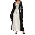 thumbnail image 2 of UPPADA Renaissance Fair Corset Dress Women Square Neck Bell Sleeve Medieval Irish Dresses Halloween Costume Victorian Ball Gown Black,L, 2 of 8