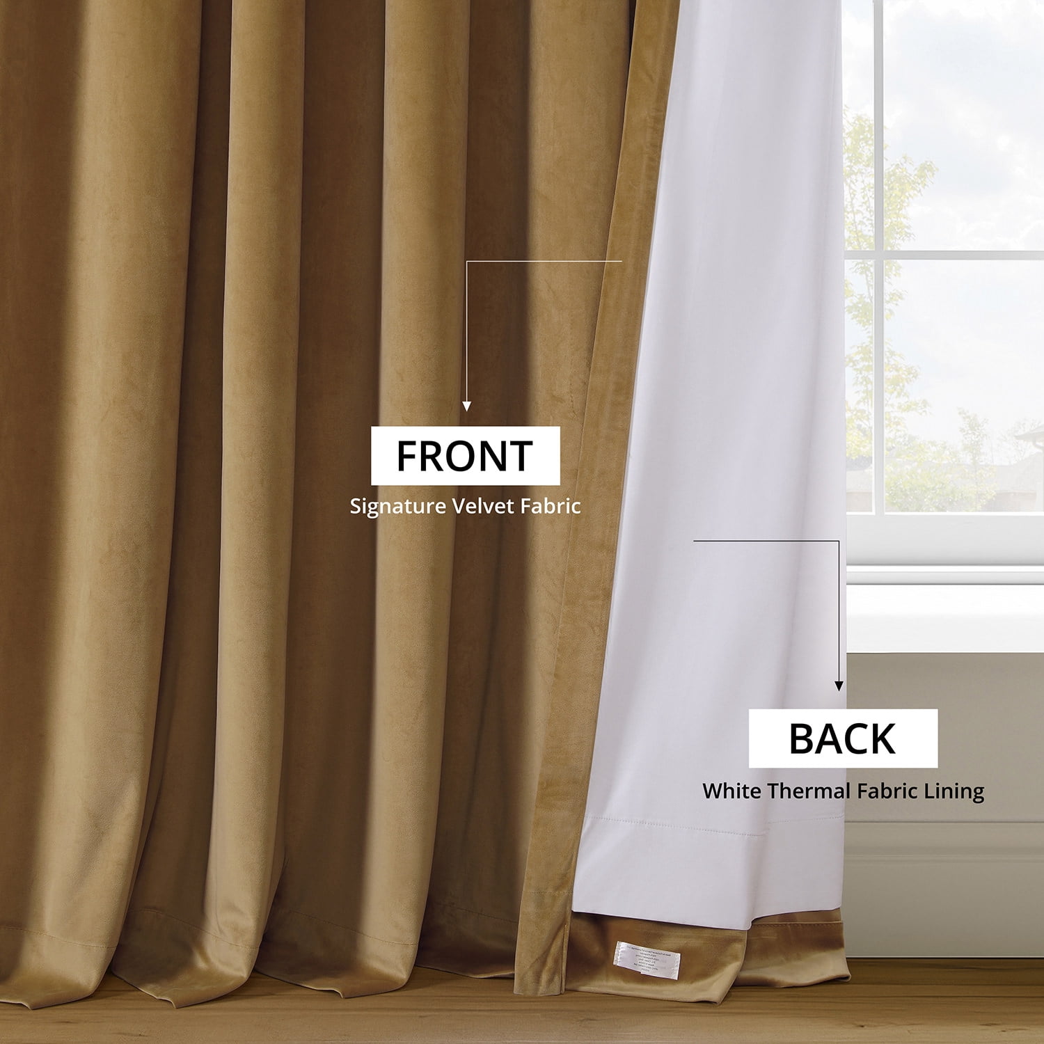 Half Price Drapes Signature Amber Extra Wide Velvet Blackout Curtains (1 Panel), 100WX 108L
