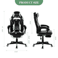 thumbnail image 6 of Ergonomic High Back PU Leather Gaming Chair for Adults – Adjustable Height, 360° Swivel, Retractable Footrest – Lumbar & Headrest Support – Comfortable Desk Chair for Office, Bedroom, or Game Room, 6 of 6