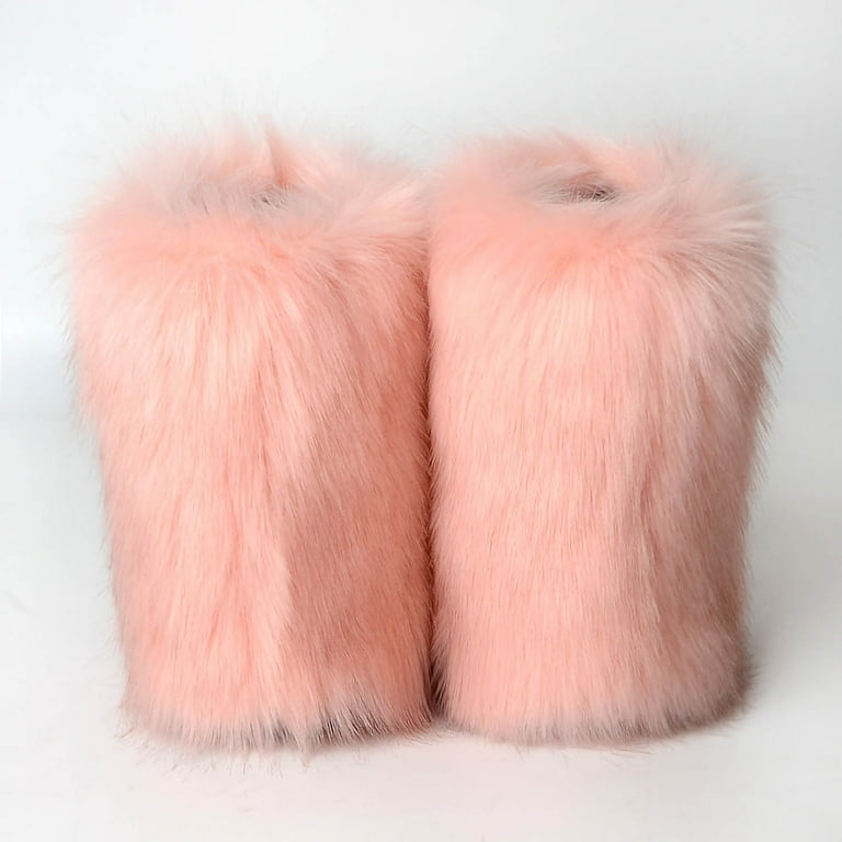 Juebong Faux Fur Boots for Women Fuzzy Fluffy Furry Round Juebong Faux Fur Boots for Women Fuzzy Fluffy Furry Round