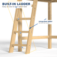 thumbnail image 4 of Miniyam Twin Loft Bed for Kids with Guardrails and Ladder, Solid Wood Space Saving Bed Frame, Natural, 4 of 7