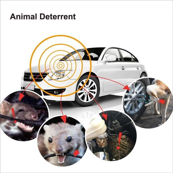 DigiMax Outdoor Car Engine Rodent Repeller Ultrasonic Pest Control Weather Heat Resistant Mice Rat RV Trucks Tractors Vehicle Van SUV Under The Hood Mouse Squirrels Cats Deterrent ratón rata