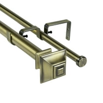 Urbanest Pila Manhattan 1" 5/8" Double Drapery Curtain Window Rod Set - 84" to 120", Antique Brass