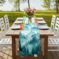 thumbnail image 4 of Table Runners 70 Inches Long Dress Scarves, Teal Mountain Farmhouse Coffee/Dining/Kitchen Table Decor, Holiday Table Runner, Misty Forest Nature Woodland Pine Tree Landscape 13x70 Inch, 4 of 9
