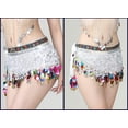 thumbnail image 3 of Sequined Chiffon Tassel Scarf Belly Dance Hip Scarf Waist Chain Skirt Hip Scarf Latin Skirt,Silver, 3 of 3