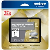 Genuine Brother 1" (24mm) White on Matte Gray TZe P-touch Tape for Brother PT-D600, PTD600 Label Maker