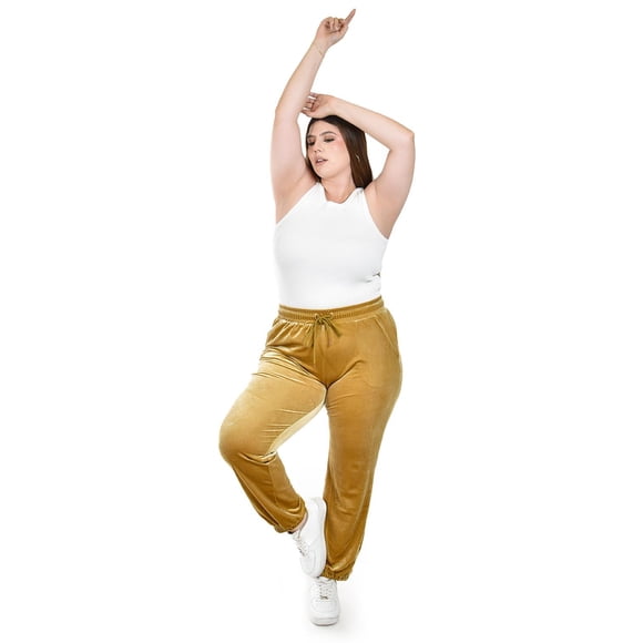 Pantalón jogger de terciopelo Roman Fashion Talla Extra 7127 Mostaza ocre 42