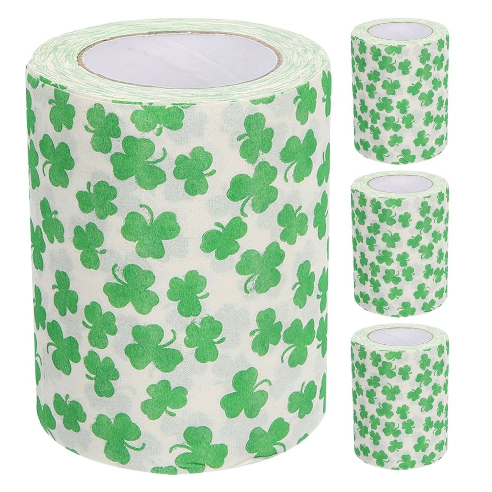 MOVTOTOP 4 Rolls Green Leaf Toilet Paper For Toilet Glass Toilet Tissue Rolls Spring Tiered Tray Decor Towels Desk Tray St. Patrick'S Day Party Favors Bathroom Decorations