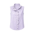 thumbnail image 5 of Craaazy Womens Sleeveless Tops Relaxed Fit Stripe Ruffle Trim Button Down Shirts Lightweight Fabric for Spring Summer Daily Wear, 5 of 7