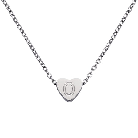 Uxcell Initial Heart Necklace for Women, 18K Gold Plated Stainless Steel Chain Dainty Personalized Name Letter O Pendant Necklaces for Woman Jewelry Gifts, Silver Tone