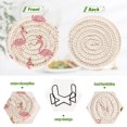 thumbnail image 7 of 6 Pcs Drink Coasters with Holder 3.94in Woven Coasters for Drinks Cute Pink Flamingo Pattern Coaster Set for Protection Table, 7 of 7