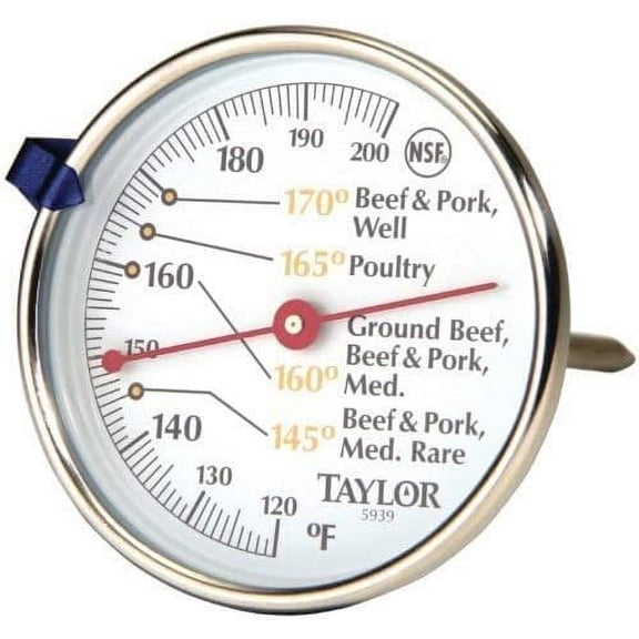 Taylor Thermometers Meat Dial Thermometer - Analog, 120-200°F, 2-3/4" Dial