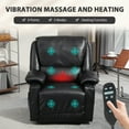 thumbnail image 3 of HOMCOM Vibration Massage Recliner Chair with Heat, Oversized Swivel Rocker, PU Manual Reclining Chair with Footrest, Remote, Pockets, Black, 3 of 9