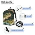 thumbnail image 3 of Disketp Largemouth Bass jumps out of water print Canvas Backpack Lightweight Travel Daypack Student Rucksack Laptop Backpack-, 3 of 5