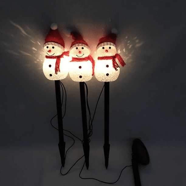 Outdoor Solar Christmas Lights, Set of 3 Snowmen for Patio, Yard