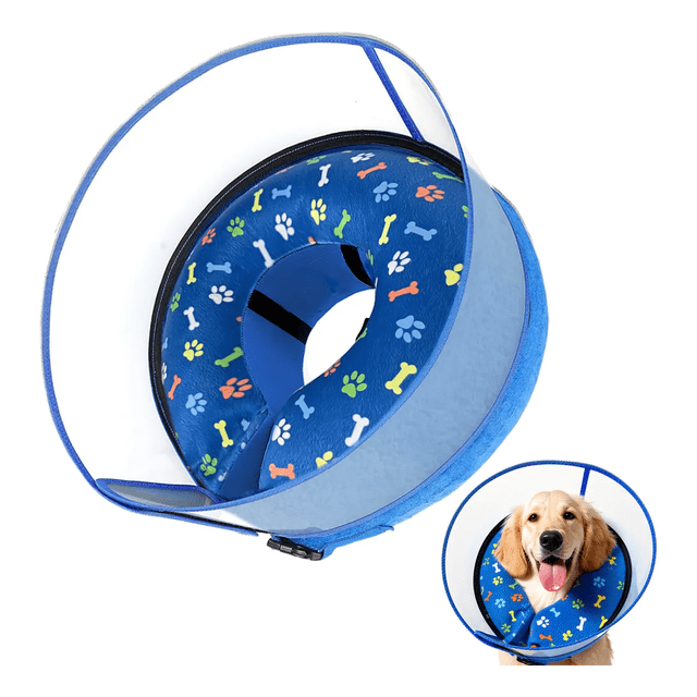 Collar Inflable Con Isabelino A Prueba Lamer P/perro Gato Xtellar azul