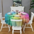 thumbnail image 2 of Rainbow Tie Dye Swirl Pattern Round Tablecloth 60"x60",Wrinkle Wipeable Table Cloth for Kitchen Dining Room Picnic Patio Party, 2 of 6