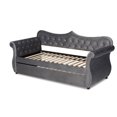 thumbnail image 6 of Bowery Hill Traditional Velvet Crystal Tufted Twin Daybed with Trundle in Gray, 6 of 12