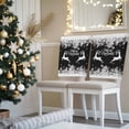 thumbnail image 3 of Merry Christmas Deer Chair Covers Set of 4 Winter Snowflake Reindeer Snow Black Chair Back Covers Stretch Removable Washable Slipcovers Protector for Dining Room Kitchen Party Decor, 3 of 5