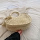 thumbnail image 5 of Bolsos De Mano Bolso de playa redondo de verano gran capacidad tejido a mano borla para fiesta (beige), 5 of 7