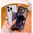 thumbnail image 5 of Electroplated for iPhone 14 Pro Max Case for Women Girls Astronaut Hidden Stand Case with Camera Protection Foldable Astronaut Kickstand Phone Case Glitter Soft Protective Case (Deep Purple), 5 of 12