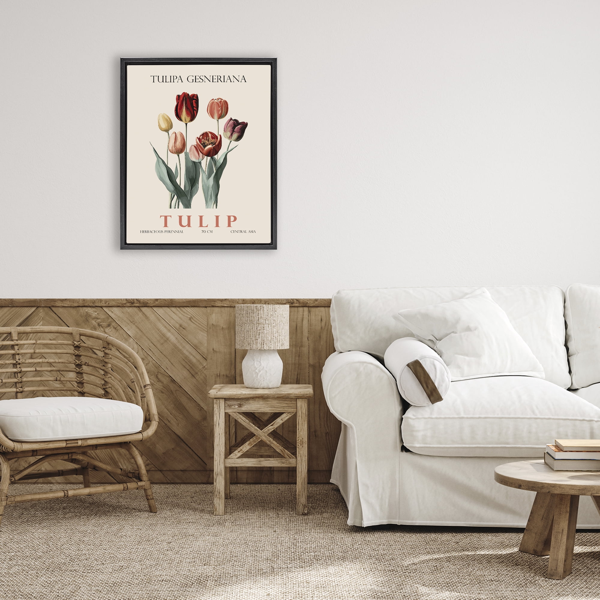 Stupell Industries Natural Tulip Bundle Black Framed Floater Canvas Wall Art, design by Christopher Giampietro