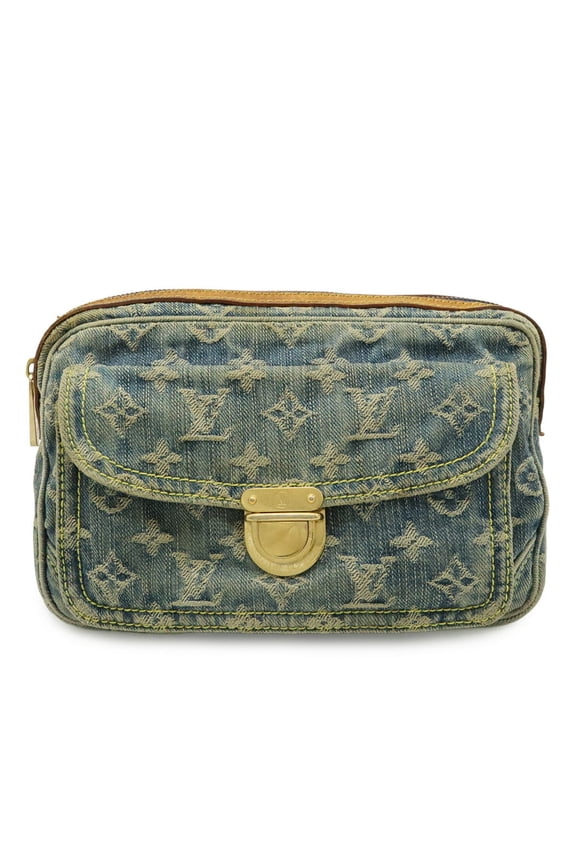 Pre-Owned LOUIS VUITTON Louis Vuitton Monogram Denim Bum Bag Waist Body Shoulder Blue M95347