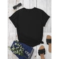 thumbnail image 2 of Women's Casual Crew Neck T-Shirt with Plant Alphabet Graphic, Cotton Knit Fabric with Elastane, Summer Regular Length Tee, 2 of 7