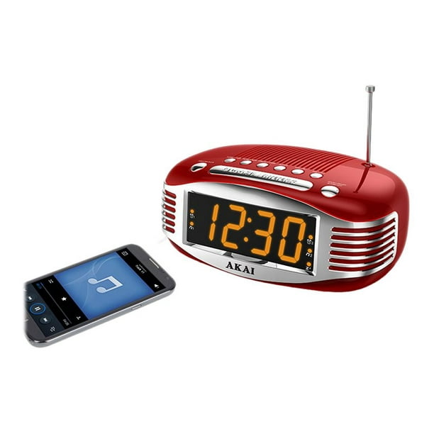 Akai CE1500 Clock radio 0.4 Watt red