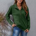 thumbnail image 3 of Blusa Manga Larga Color Puro Cuello De Solapa Con Botones Tops Casuales De Moda Para Mujer, 3 of 6