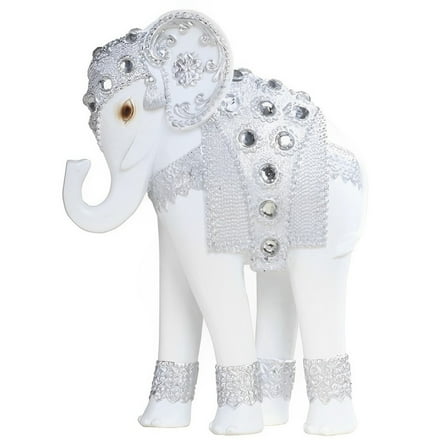 FC Design 7"H Standing Long Legged Elephant with Decorative Gem Statue Slim Elephant in Silver Figurine Statue Sculpture Ornament Decoration Home/Room Decor and Unique Gift Ideas