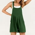 thumbnail image 5 of ZZwxWA Cyber&Monday Deals Womens 2024 Pants Wide Leg Suspender Cold Shoulder Cotton Linen Flowy Strap with Pocket Holiday Beach Pleated Comfy Solid Rompers Loose Trousers Green XL, 5 of 7