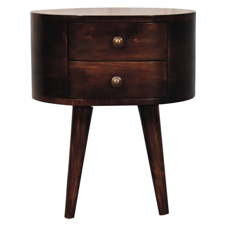Handmade Solid Wood Walnut Bedside Table Rounded Edges 2 Mini Drawers Nordic-style Support Craftsmanship Piece Finish Design Support