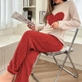 thumbnail image 3 of Women Pajamas Set Long Sleeve Heart Print Sleepwear Soft Cozy Loungewear 2 Piece Nightwear Plush Warm Homewear Pjs, 3 of 3