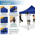 thumbnail image 3 of COBIZI 10x10 Heavy Duty Pop-up Canopy Tent for Outside, UPF 50+ Waterproof and Instant Outdoor Shelter, Outdoor Canopy for Beach,Party,Camping with Stakes and Carrying Bag,Dark Blue(Frame Thickened), 3 of 13