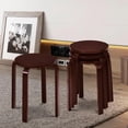thumbnail image 2 of Songqin Stackable Bentwood Stools Set of 4, 18-Inch Height Backless Counter Chairs with Round Top, Anti-Slip Felt Pad, Portable School Stool for Dining Room, Kitchen, Classroom, Dark Coffee, 2 of 18