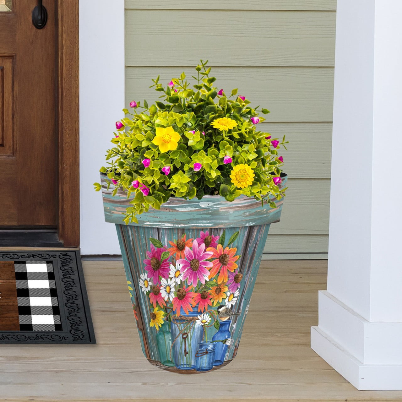 Briarwood Lane Summer Planter 14" x 15" x 15" Farm Fresh Flowers Large For Summer Planter