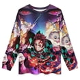 thumbnail image 3 of Demon Slayer Men's Lounge Pajamas Set 2-Piece Crew Neck Sleepwear Soft Long Sleeve Top & Pants for Sleep, Home & Vacation S, 3 of 8