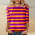 thumbnail image 2 of PMUYBHF T-Shirt à Manches 3/4 Imprimé Joyeuses Fêtes pour Femmes, Col Rond, Blouse 4615 TTG, 2 of 5