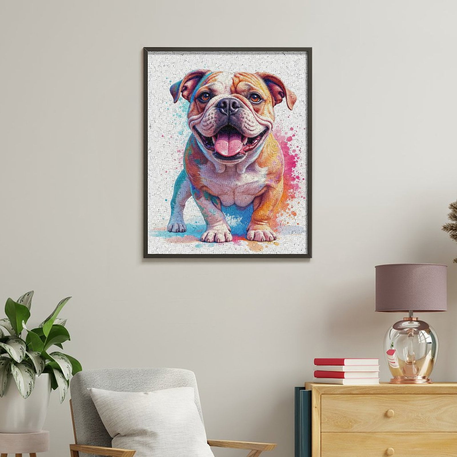 Paint By Numbers Kit for Adults Beginner - DIY Colorful Bulldog Illustration Art Canvas Painting Kits for Adults, Frameless Paint By Number for Adults for Home Wall Decor 16x20 Inch