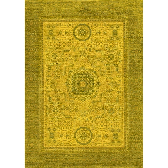 Ahgly Company Indoor Rectangle Abstract Yellow Modern Area Rugs, 8' x 10'