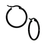 Body Candy Fashion Earrings for Women 20mm Black PVD Stainless Steel Hoop Earrings