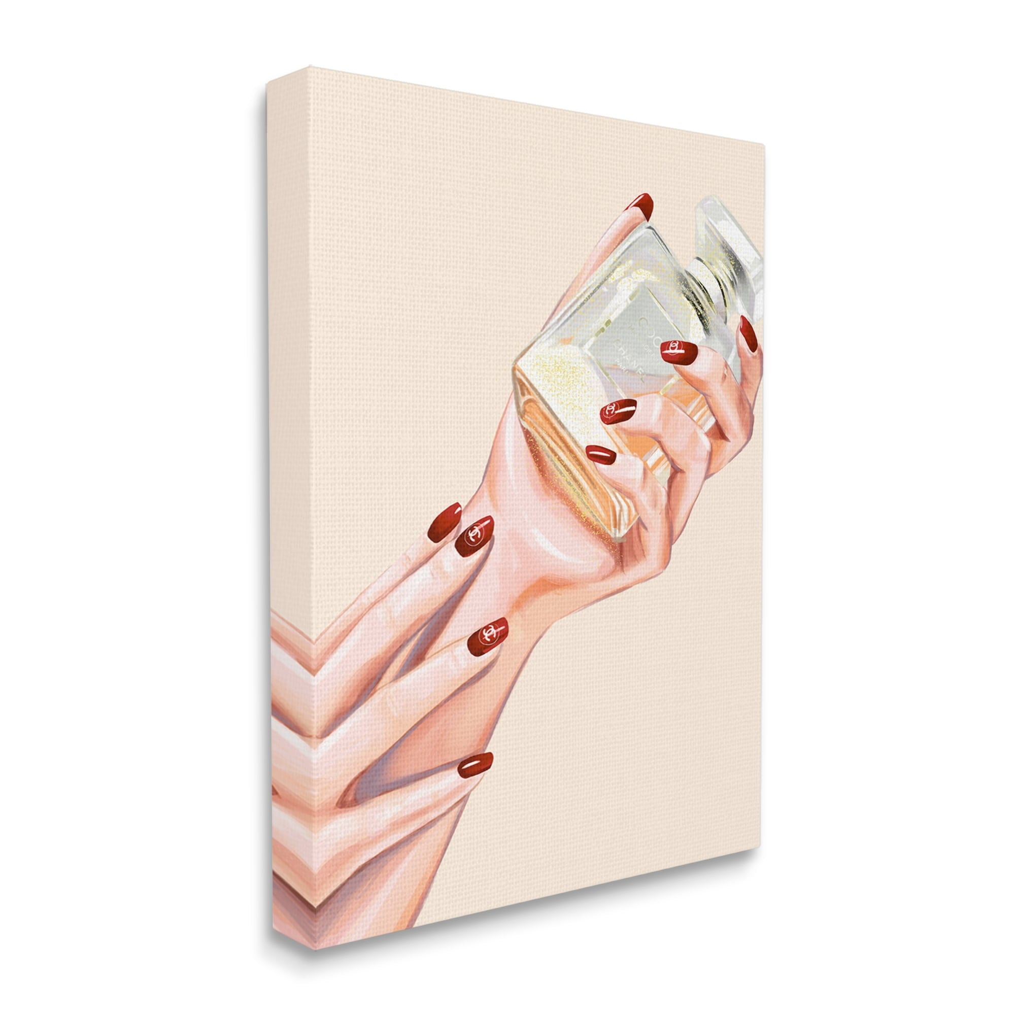 Stupell Industries Chic Red Nail Polish Holding Perfume Bottle Canvas Wall Art, 24 x 30, Design by Ziwei Li
