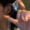 thumbnail image 6 of GKNET Gold Plated Zircon Butterfly Ear Cuff Clip Non Piercing Wrap Delicate Jewelry Earring New-Right-Silver Hollow(1pc), 6 of 9