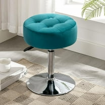 Adjustable Swivel Vanity Chair - Teal Velvet Stool for Makeup Room, Bathroom & Living Room