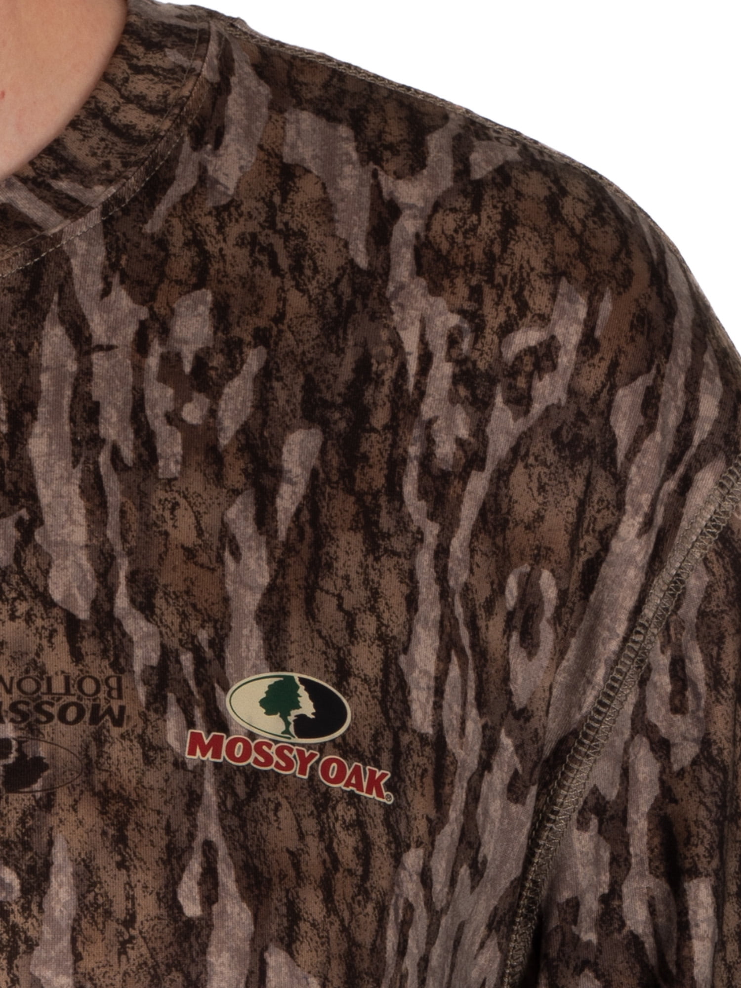 Mossy Oak Men's Long Sleeve Camouflage Hunting Performance Shirt, Mossy Oak Bottomland, 2XL