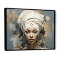 thumbnail image 2 of Designart "Collage Of An African Woman In Blue And Beige II" Africa Floater Framed Canvas Wall Art, 2 of 5