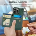 thumbnail image 5 of Allytechgroup 2-in-1 Wallet Case for Apple iPhone 14 Pro Max, Detachable Cards Holder Magnetic Back Cover Premium PU Leather Shockproof Phone Case for Women Men, Green, 5 of 11