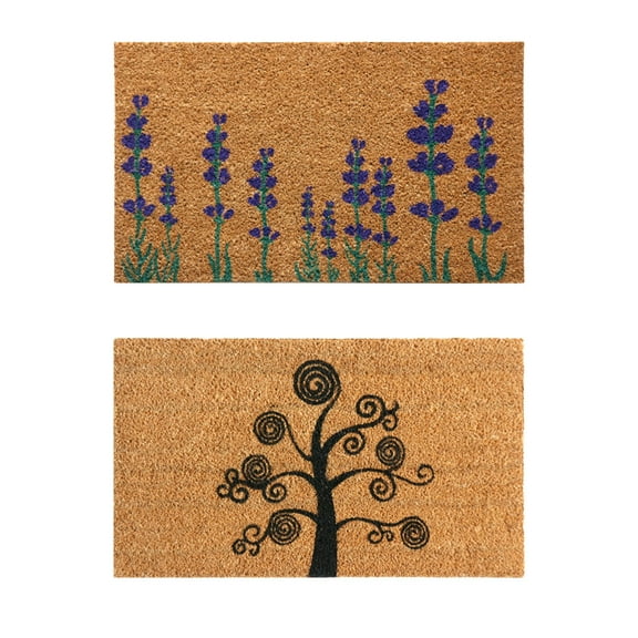 Rubber-Cal "Dirt Stopper Doormats" - 2 Coir Entry Door Mats - 18" x 30"